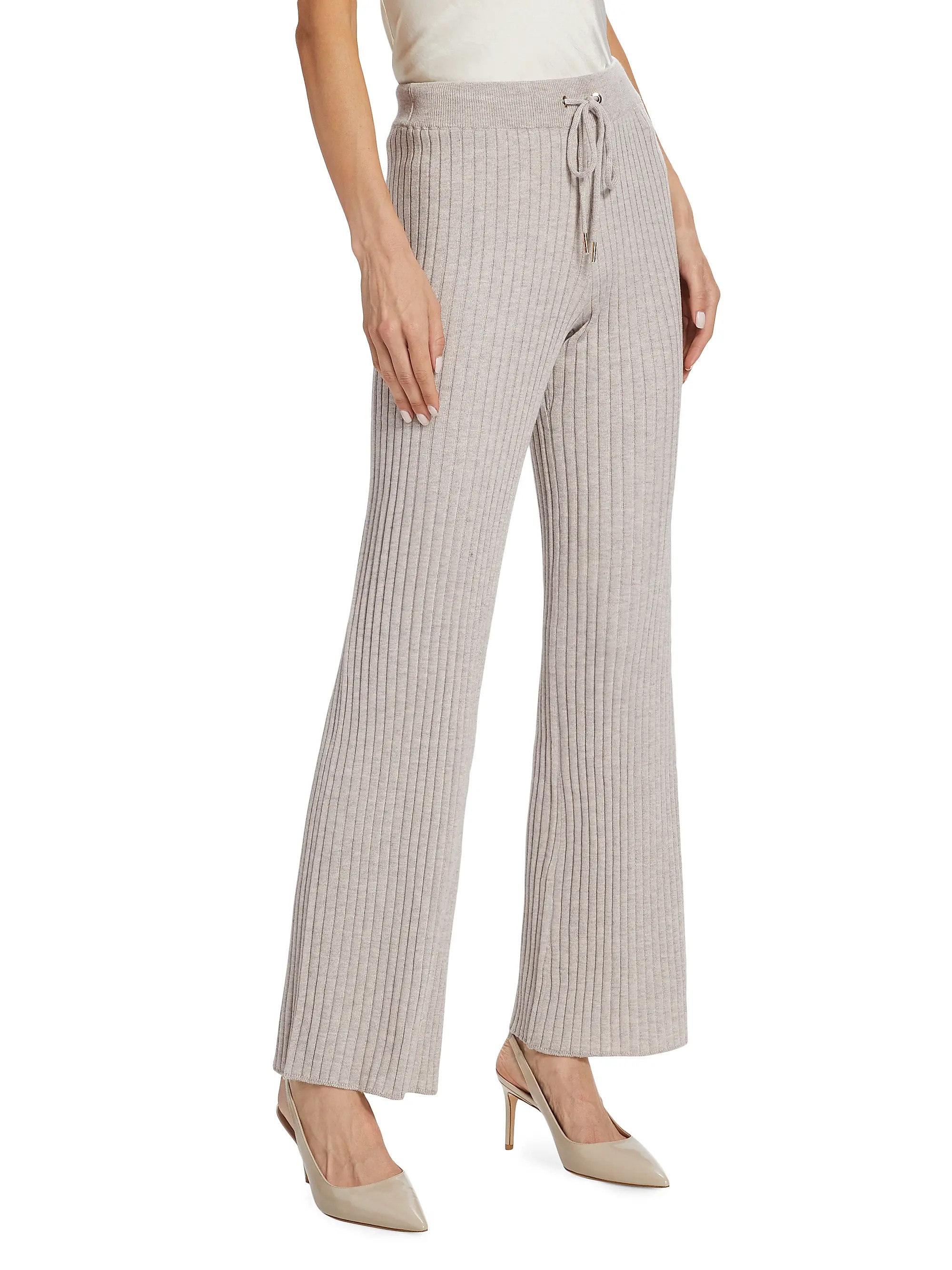 Wide Rib-Knit Drawstring Pants | Saks Fifth Avenue