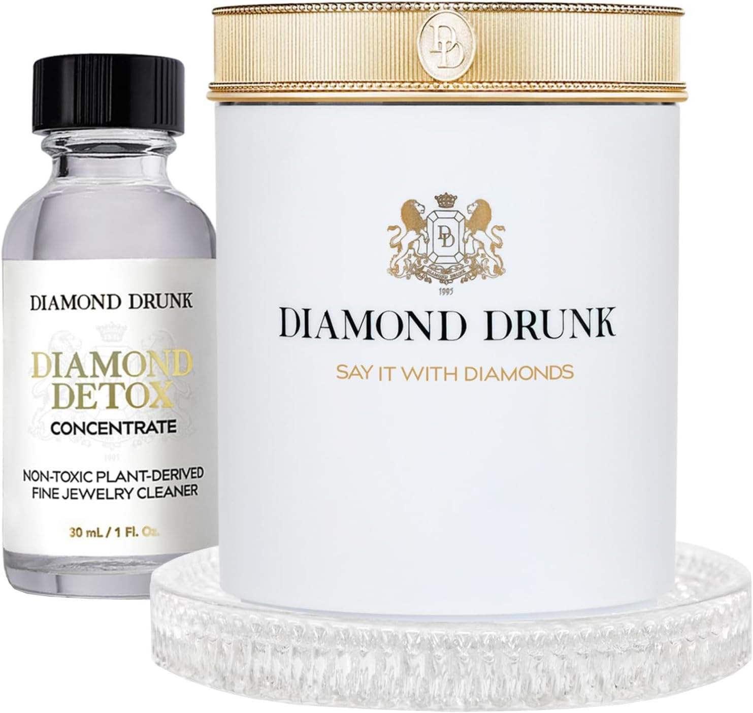 Diamond Drunk The Starter Collection - Non-Toxic, Fine Jewelry Cleaning Kit for Diamond, Gold, & Platinum - Safe & Sustainable Liquid Cleaner Restores Shine for Rings, Necklaces, & More - Simply White | Amazon (US)