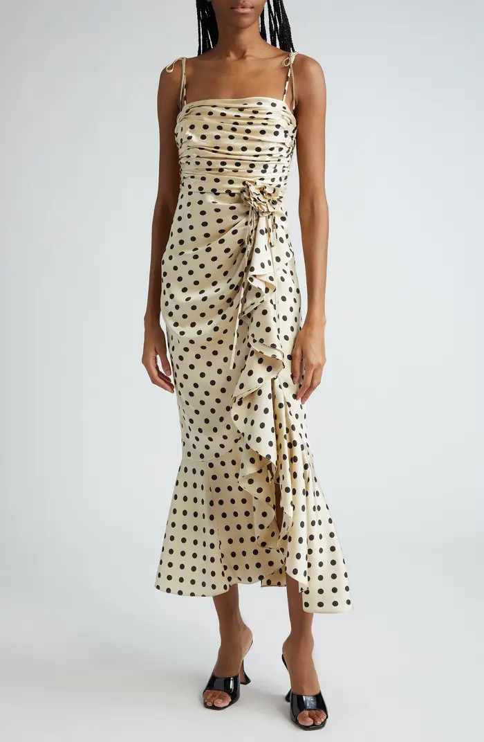 Cinq à Sept Mireya Polka Dot Side Ruffle Dress | Nordstrom | Nordstrom