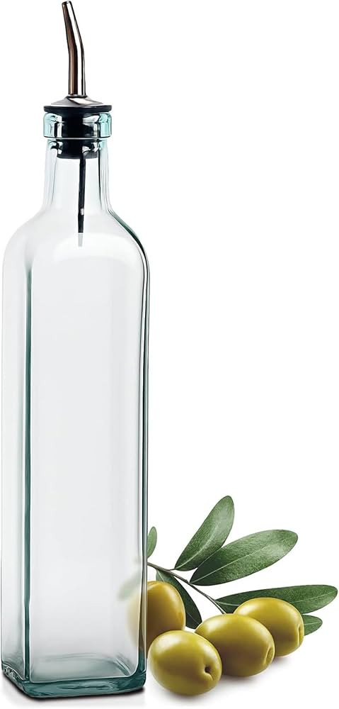 EHOMEA2Z Italian Glass Olive Oil Dispenser Bottle - 16 Oz, Oil and Vinegar Cruet with Stainless S... | Amazon (US)