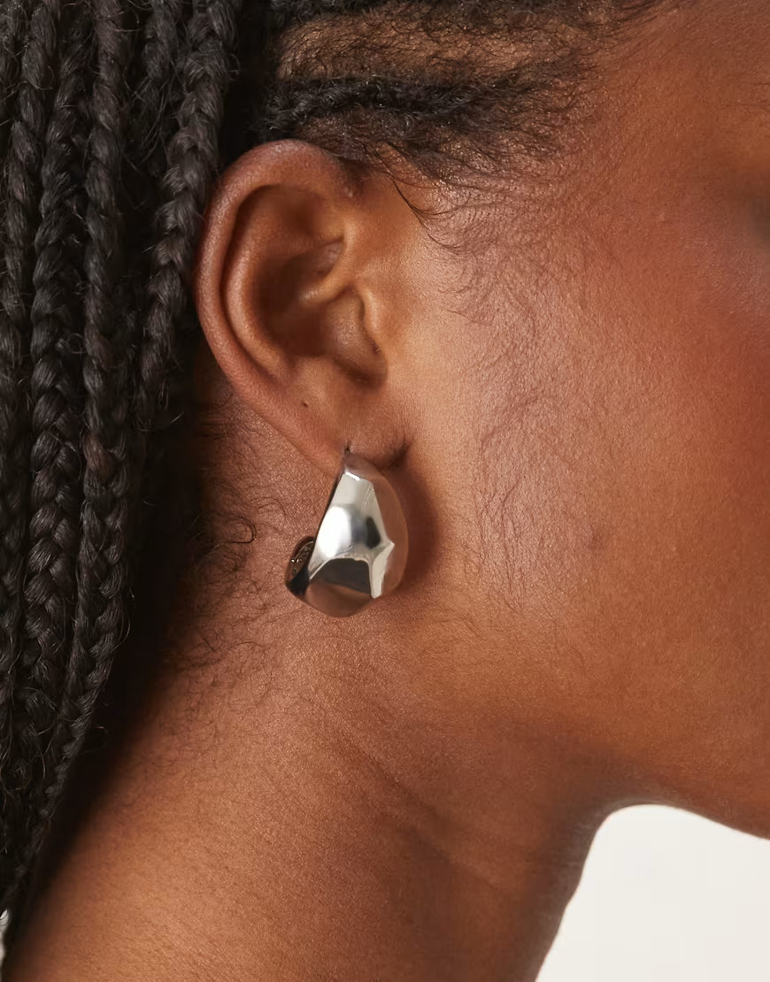 ASOS DESIGN oversized sculptural stud earrings in silver tone | ASOS (Global)