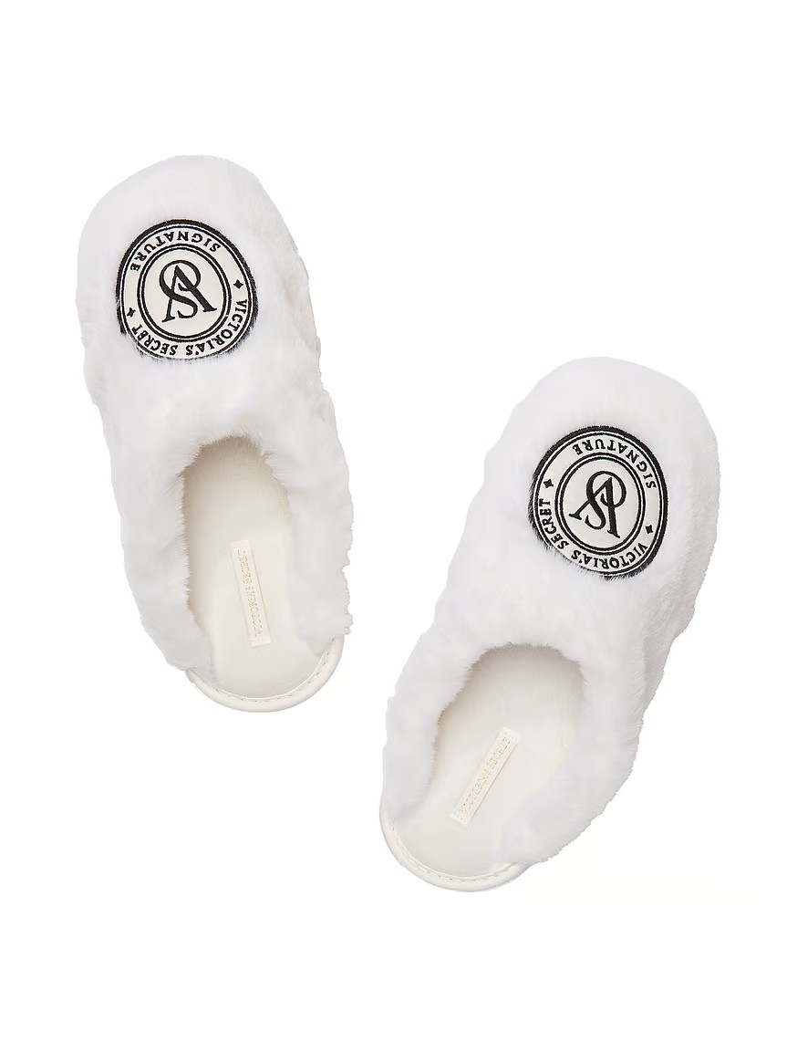 Buy Closed-Toe Faux Fur Slippers, White - Order Slippers online - Victoria's Secret US | Victoria's Secret (US / CA )