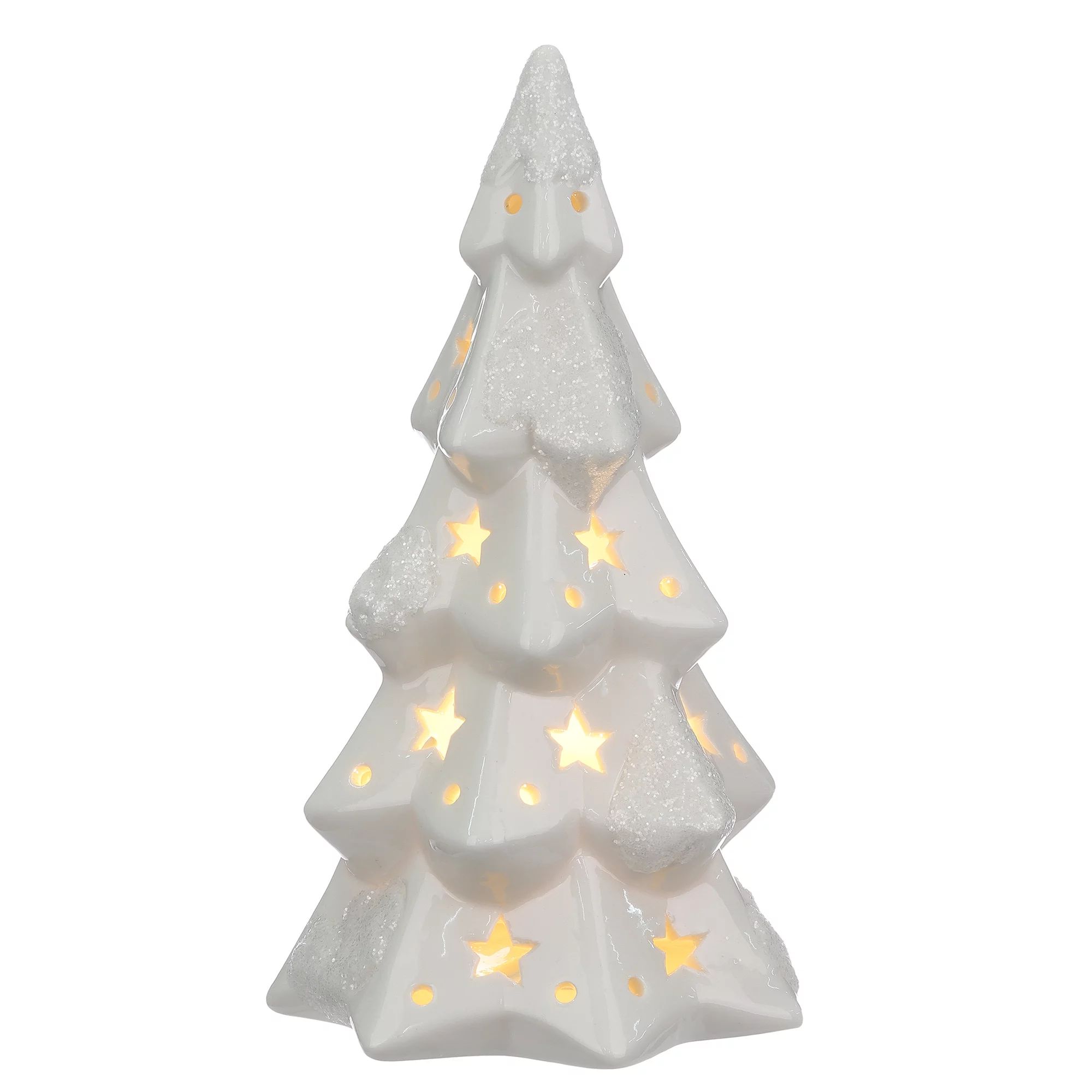 Holiday Time LED Ceramic Snow Christmas Tree with Light & Music, 8 inches Tall, White | Walmart (US)