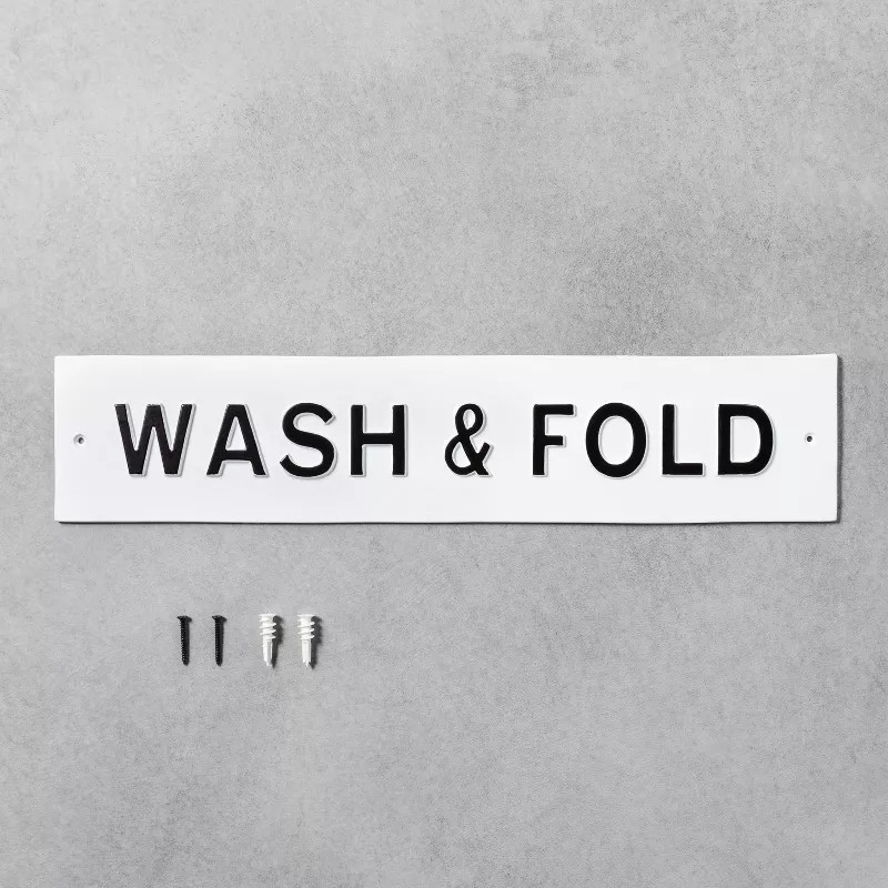 'Wash & Fold' Wall Sign White/Black - Hearth & Hand™ with Magnolia | Target