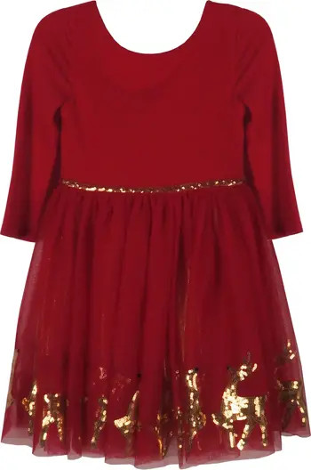 Zunie Kids' Reindeer Border Dress | Nordstrom | Nordstrom