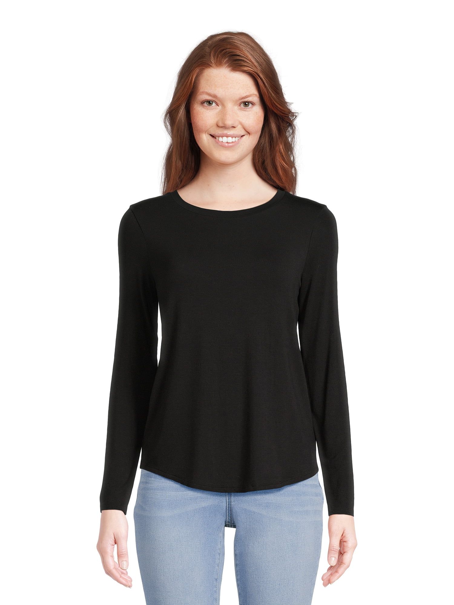 No Boundaries Women's Juniors Long Sleeve Washed Tee | Walmart (US)