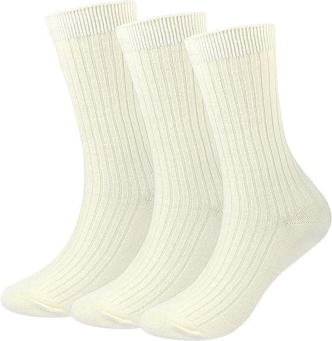 Women Wool Crew Socks Soft Cozy Dress Socks Casual Knit Fall Winter Slouch Boot Socks 3/5 Pairs S... | Amazon (US)