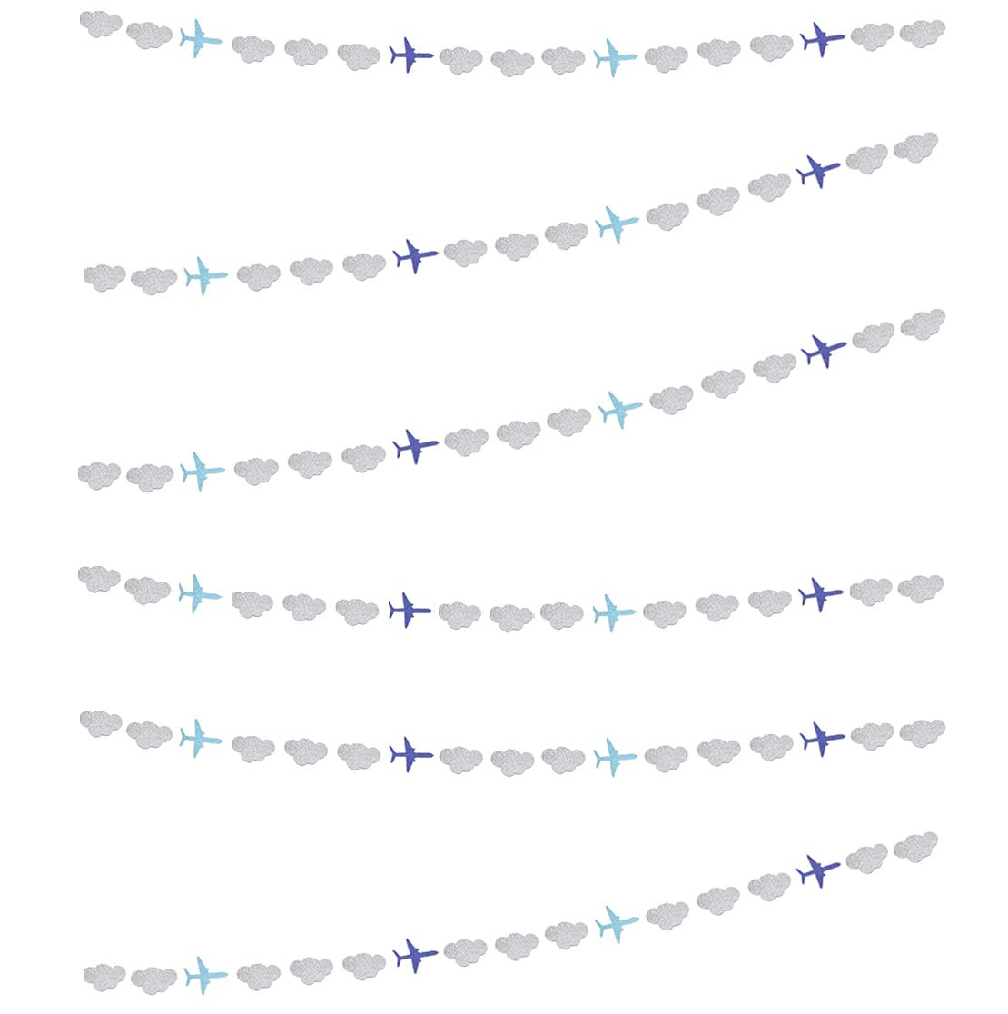 Lauthen.S Airplane Clouds Garland, 6pcs Glitter Plane Paper Garland Decorations for Birthday Back... | Amazon (US)