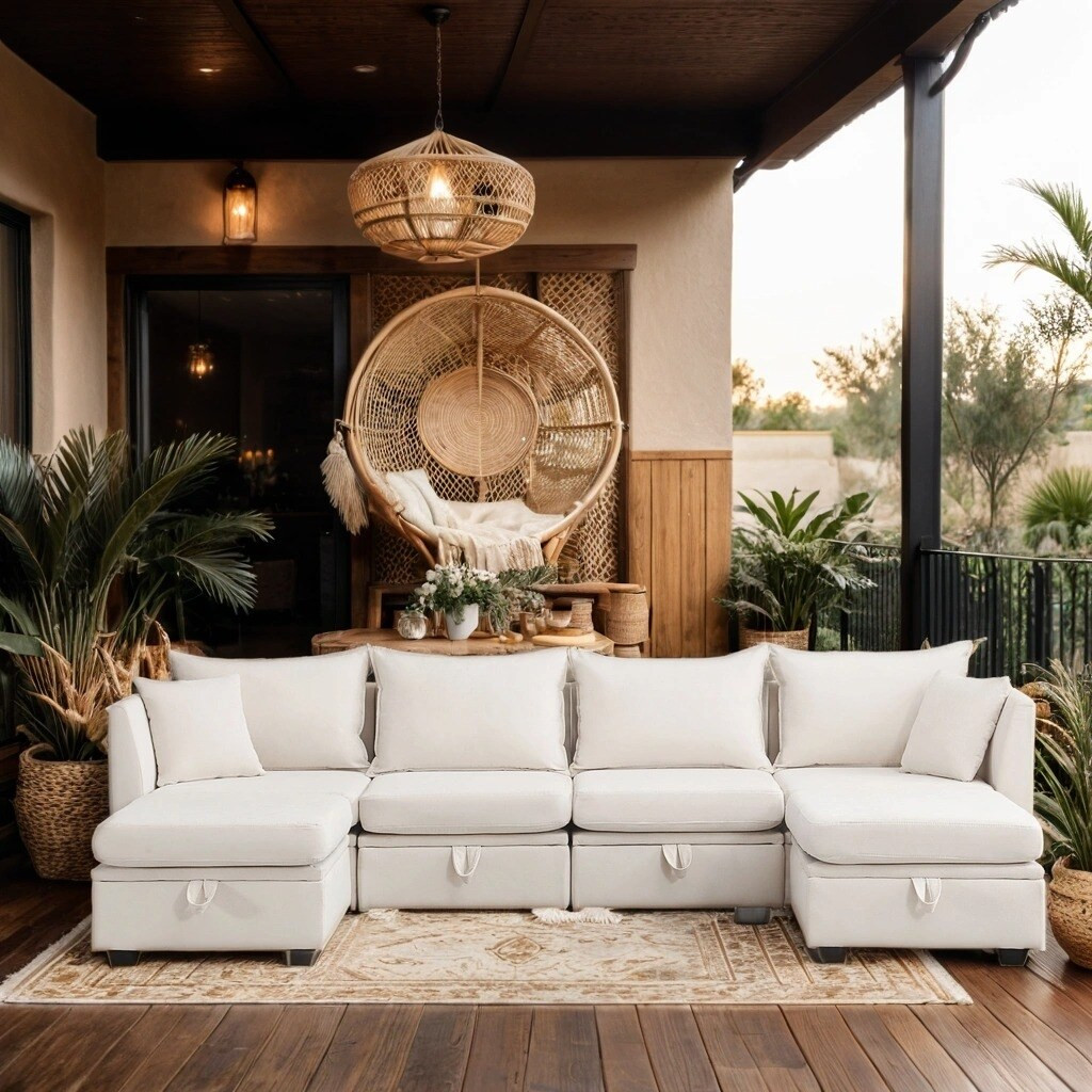 6 Seat Convertible Modular Sectional Sofa Couch with Storage Sleeper Sofa Flexible Modular Combinations Fabric Couch, Beige | Bed Bath & Beyond