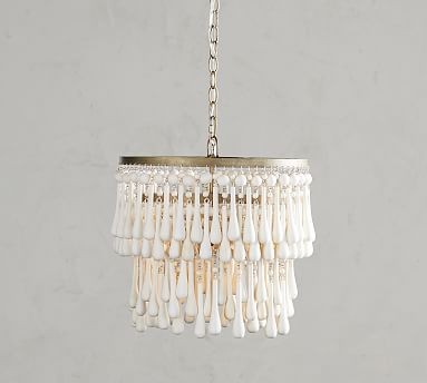 Messina Wood Bead Chandelier, Ivory Wood Bead / Bronze | Pottery Barn (US)