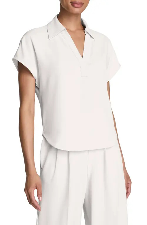 SPANX® Oversize Short Sleeve Collared Shirt in Ivory at Nordstrom, Size Small | Nordstrom