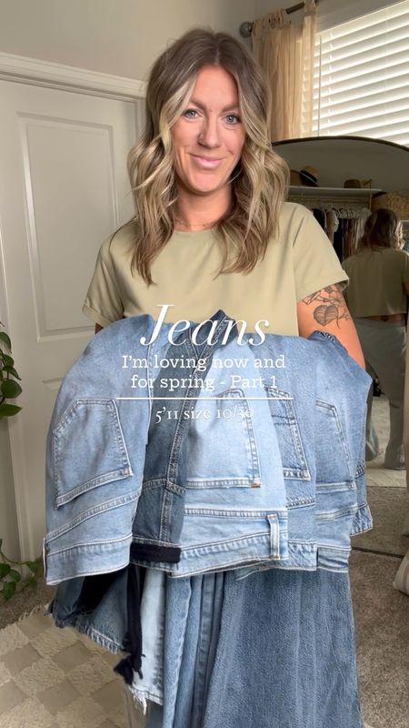 Jeans for now and into spring

Boyfriend - see IG caption for links
Green tee - large
Slim straight - 10/30 long
White tee - large
Sailor - sized up (31) per reviews
Tee - medium
Wide leg - 10 extra long
Tee - medium
Colored wide leg - 10 tall 


#LTKmidsize #LTKVideo