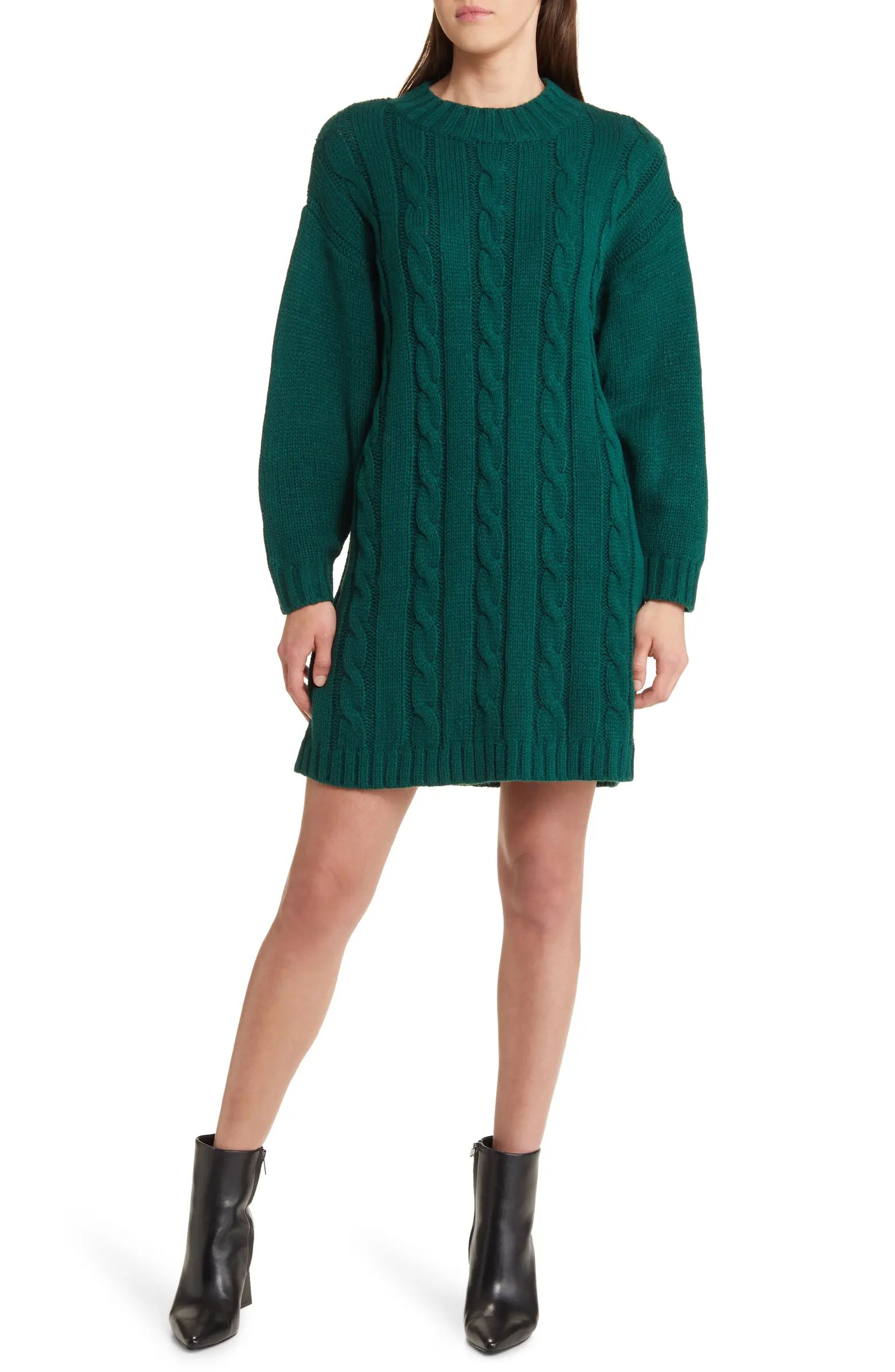 Lost + Wander Staycation Cable Stitch Long Sleeve Sweater Dress | Nordstrom | Nordstrom