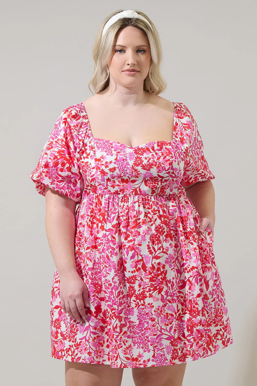 Reidy Floral Samia Smocked Mini Dress Curve | Sugarlips