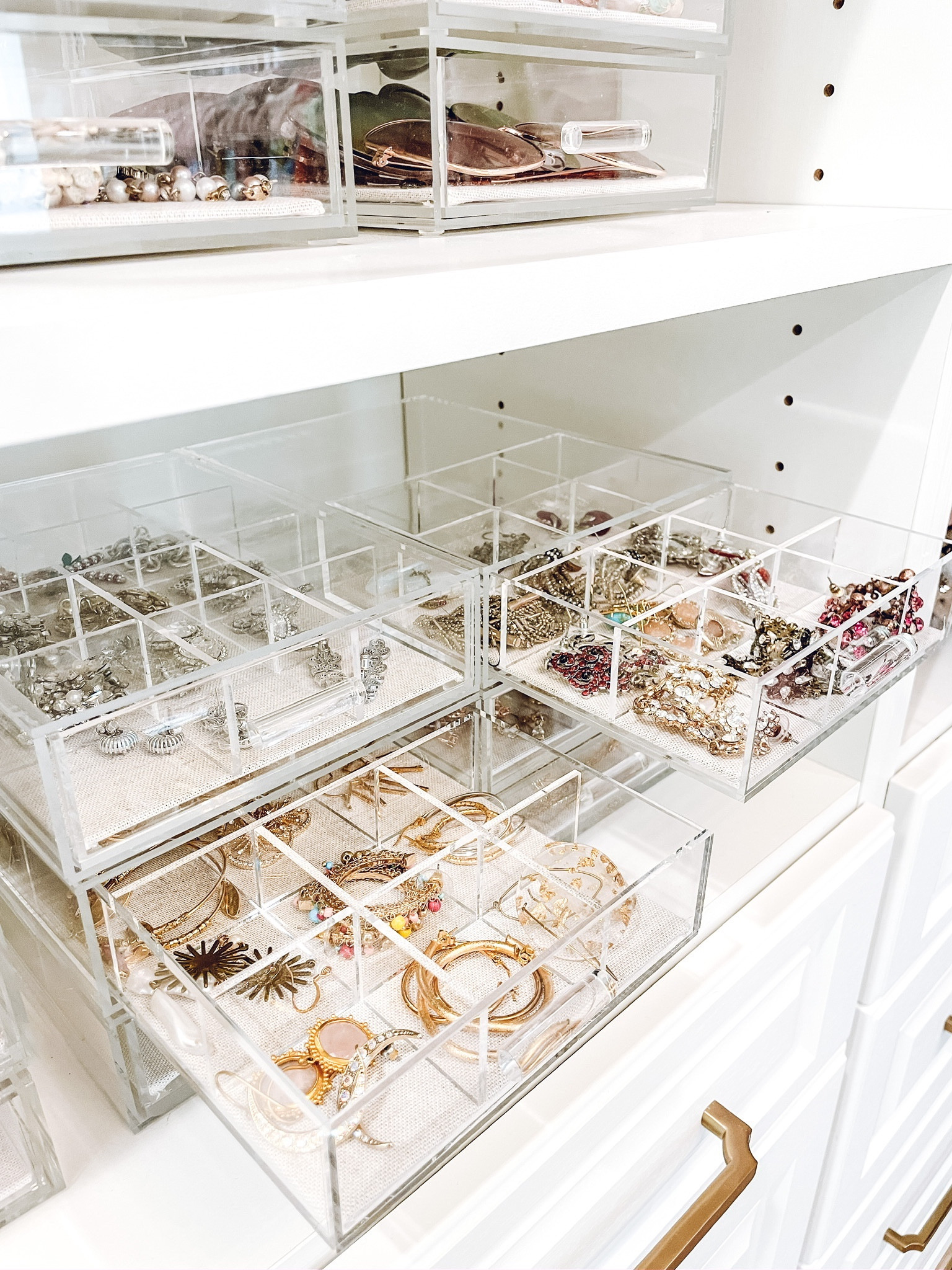 Jewelry organization✨ The Container Store Modular Acrylic Linen Jewelry Drawer System. Luxe Skin Care Organizer And Storage Set Of 3. Clear Acrylic Small Stackable Trays.

#LTKfamily #LTKhome