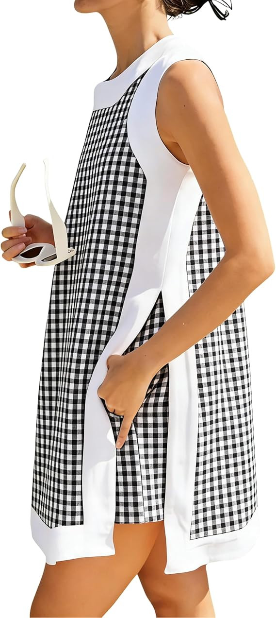 Hooever Two Piece Set for Women Casual Summer Plaid Sleeveless Tank Tops Matching Shorts Gingham ... | Amazon (US)