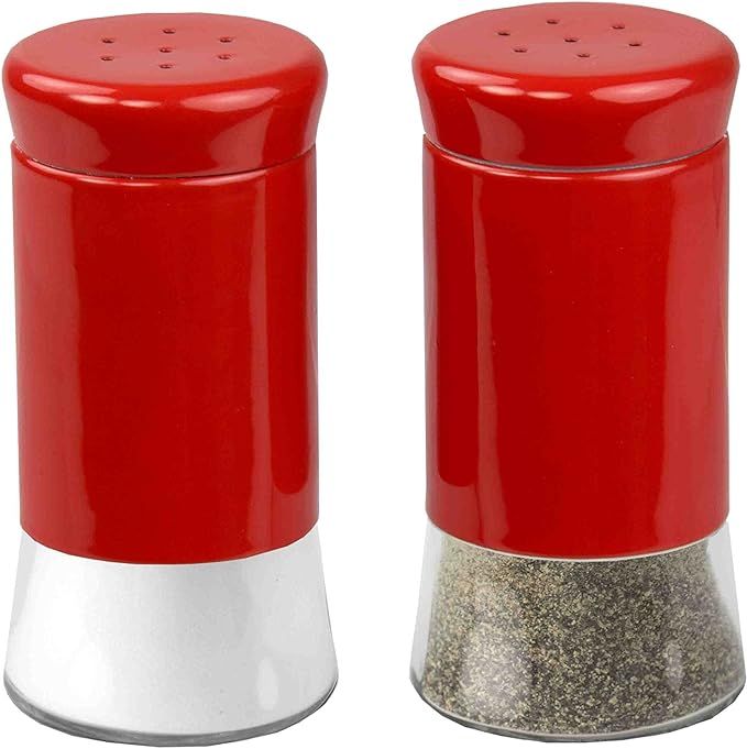 Home Basics Essence Collection Salt and Pepper Shaker Set, Red | Amazon (US)