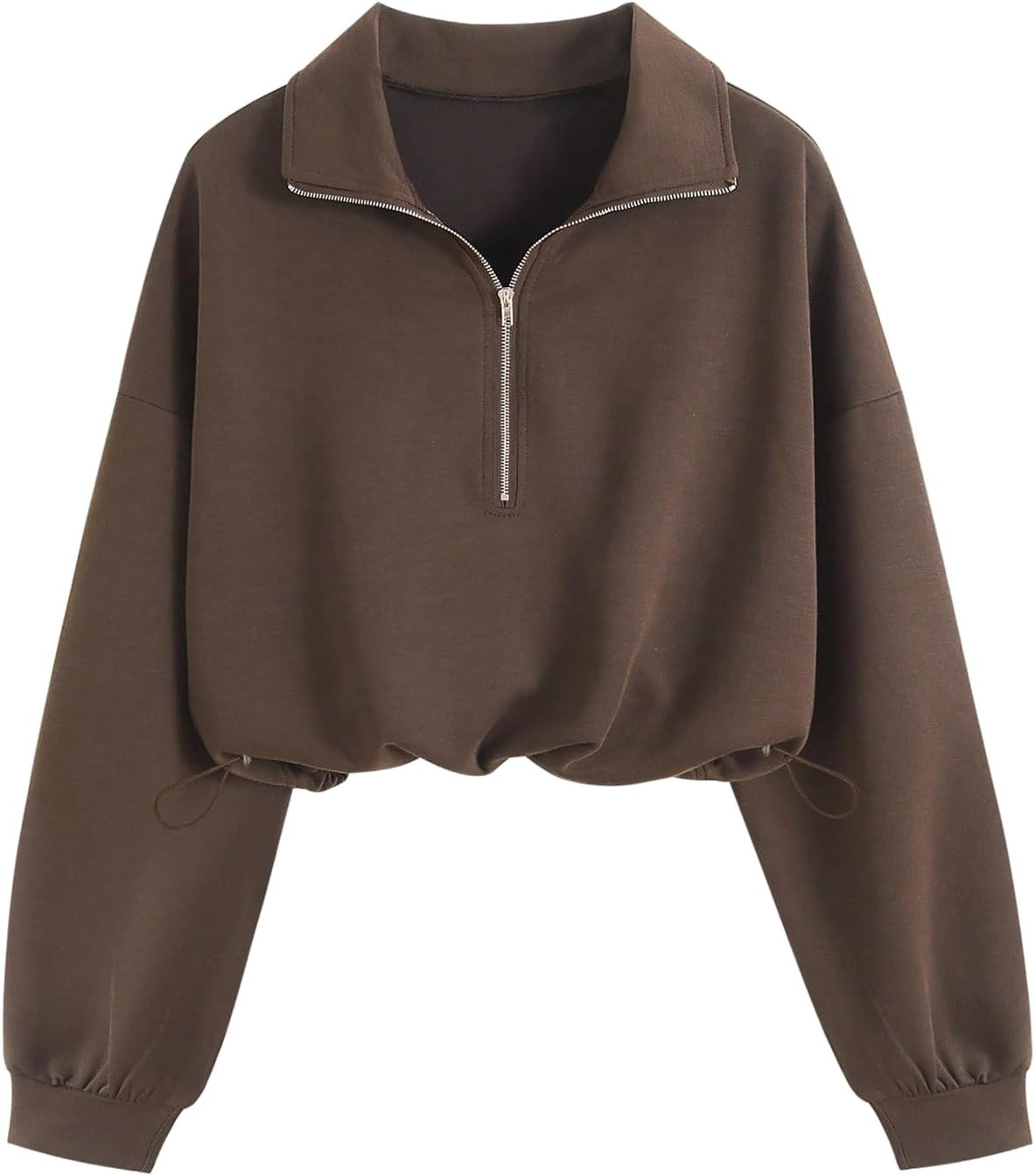 Verdusa Women's Crop Mock Neck Sweatshirt Quarter Zip Pullover Workout Tops | Amazon (US)