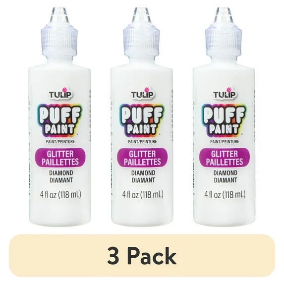 (3 pack) Tulip Puff Fabric Paint, Diamond Glitter, 4 fl oz, Liquid Gel | Walmart (US)