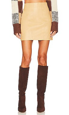 L'Academie Lee Leather Mini Skirt in Nude from Revolve.com | Revolve Clothing (Global)