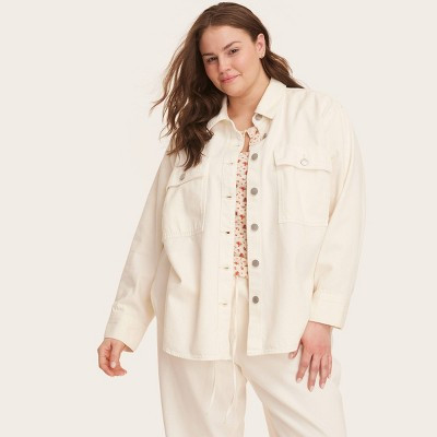 Women's Long Sleeve Denim Shacket - Parke x Target Cream 3X | Target