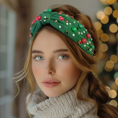 Wrapables Wide Knotted Christmas Headbands, Top Knot Holiday Headbands for Women and Girls, Holiday Green | Target