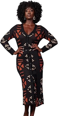 D'IYANU Aisha Women's African Culture Pattern Cardigan or Dress | Traditional Kente | Amazon (US)
