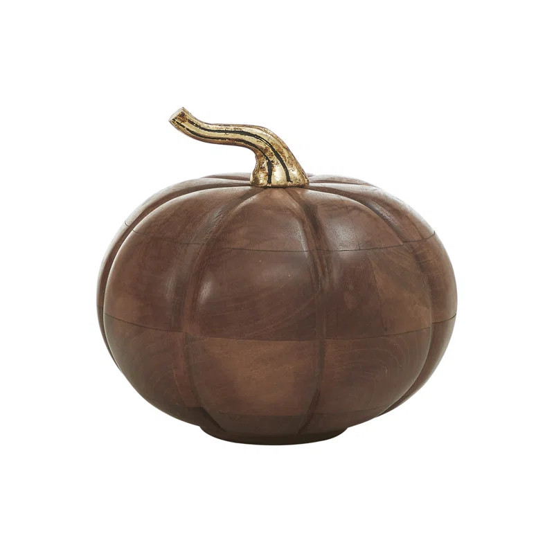 Heirloom Wooden Pumpkin Walnut Brown 6.5x7x7 | Wayfair North America