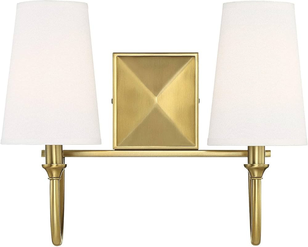 Savoy House 8-2542-2-322 Cameron Warm Brass 2-Light Bathroom Vanity Light (15" W x 12" H) | Amazon (US)