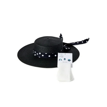 Time and Tru Women s Black Marled Hat with Removable Scarf | Walmart (US)