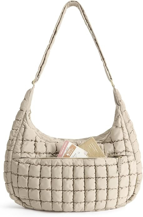 BAGSMART Crossbody Hobo Bag for Women, Quilted Puffy Purses for Women Soft Fluffy Cute Shoulder H... | Amazon (US)