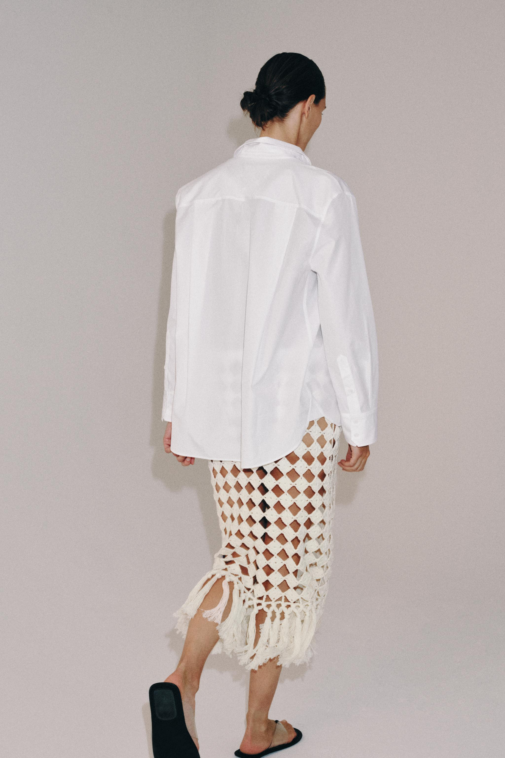 FRINGED CROCHET KNIT SKIRT | Zara UK