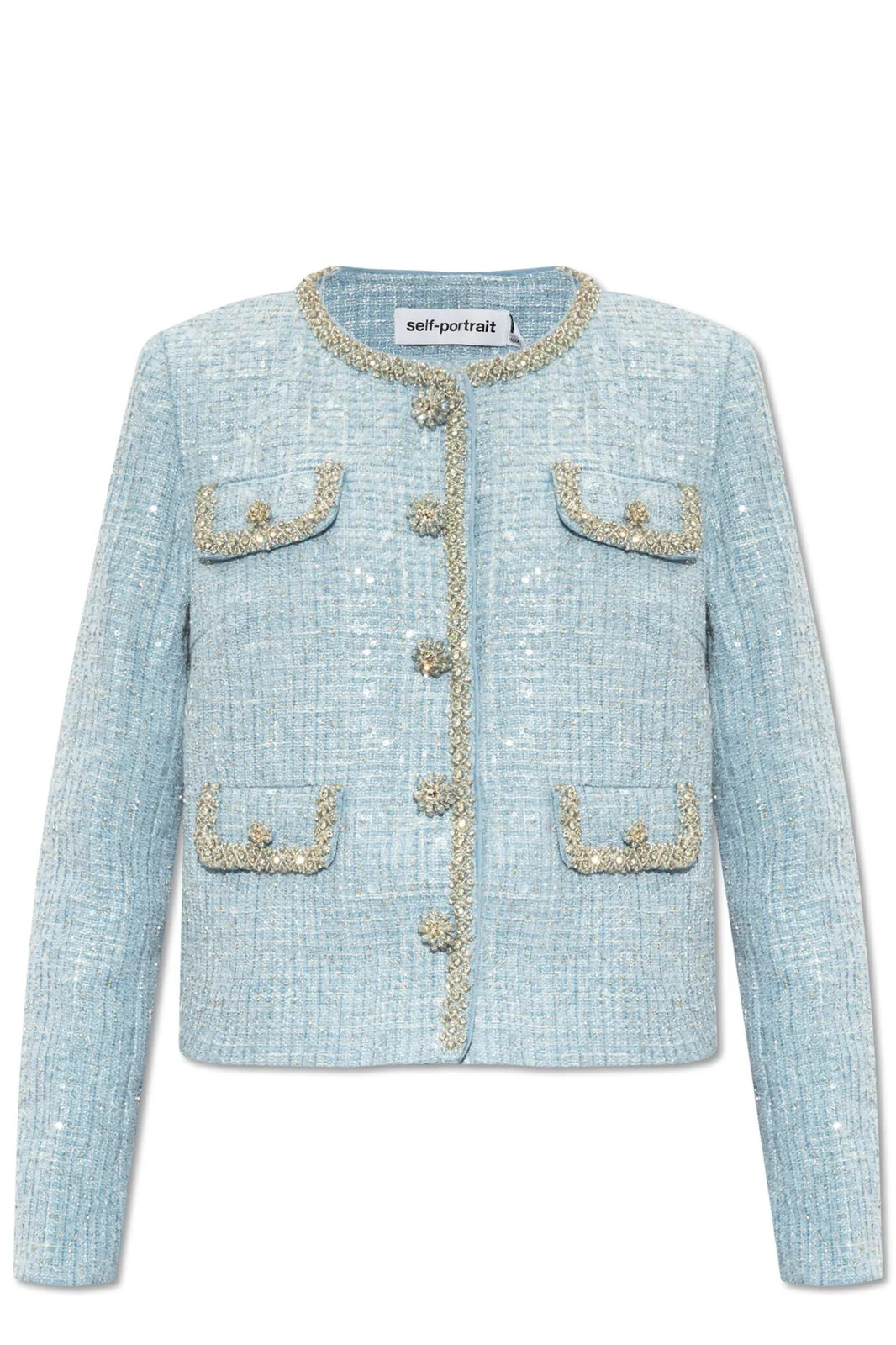 Self-Portrait Sequin Straight Hem Tweed Jacket | Cettire Global