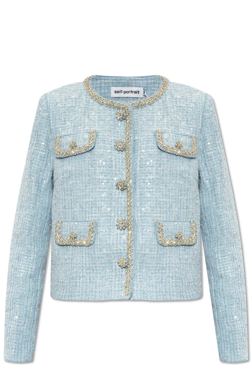 Self-Portrait Sequin Straight Hem Tweed Jacket | Cettire Global