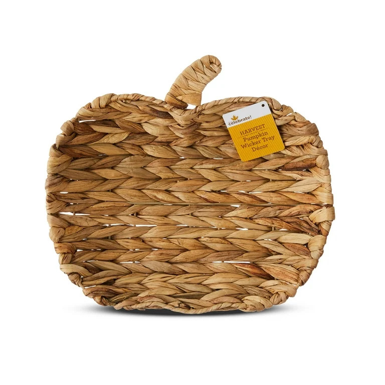 Harvest Pumpkin Wicker Tray, 12 in x 11.25 in, by Way To Celebrate - Walmart.com | Walmart (US)