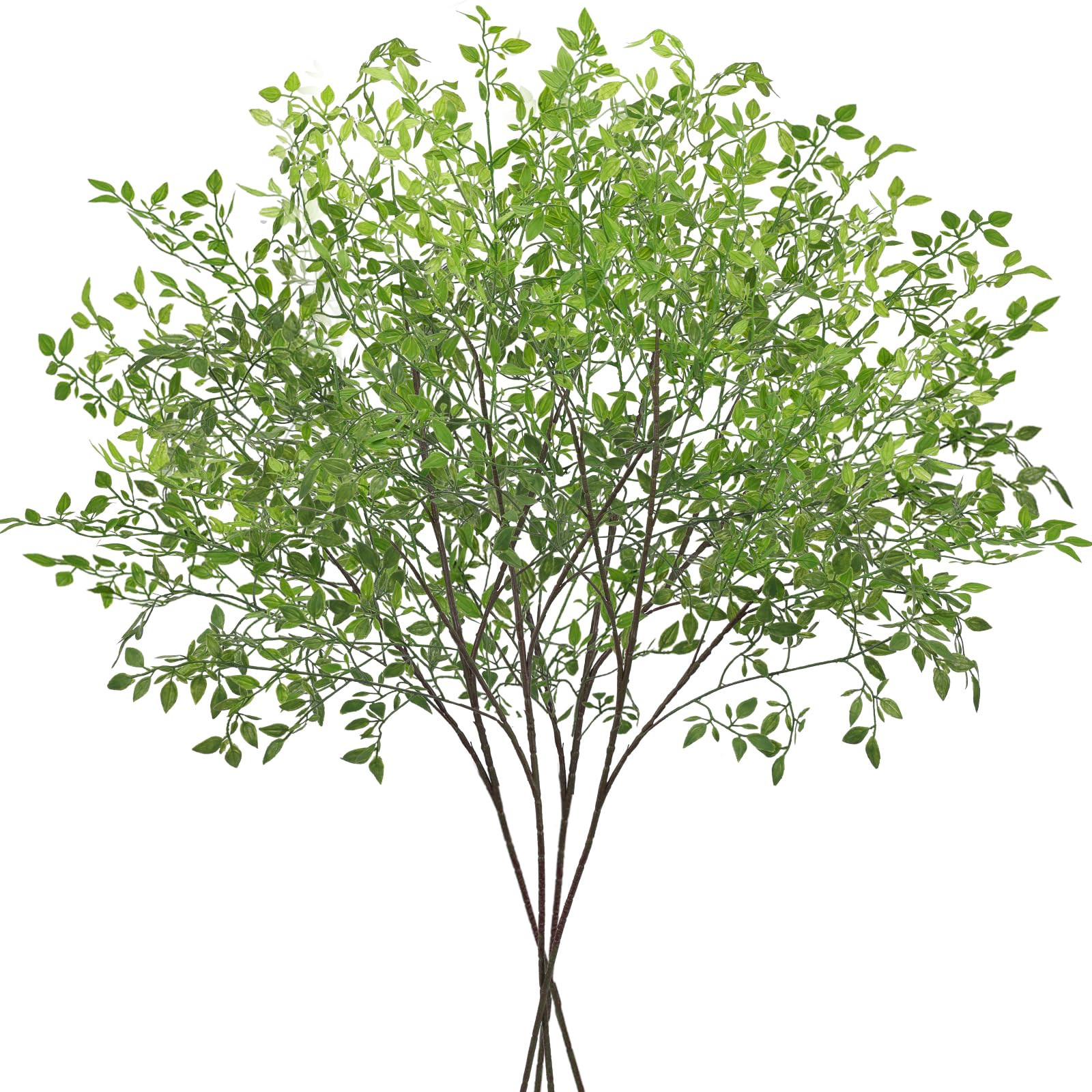 CEWOR 4pcs Artificial Plants Fake Greenery Branches for Vase, 43.3 Inch Green Nandina Long Steams for Tall Vase, Fake Plants Spring Stems for Wedding Garden Office Home Décor | Amazon (US)