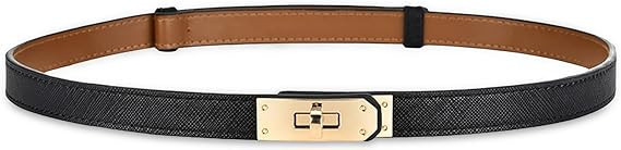 Women's Skinny Leather Belt with Adjustable Silver Turn-Lock Buckle - Ideal for Dresses, Jeans, a... | Amazon (US)