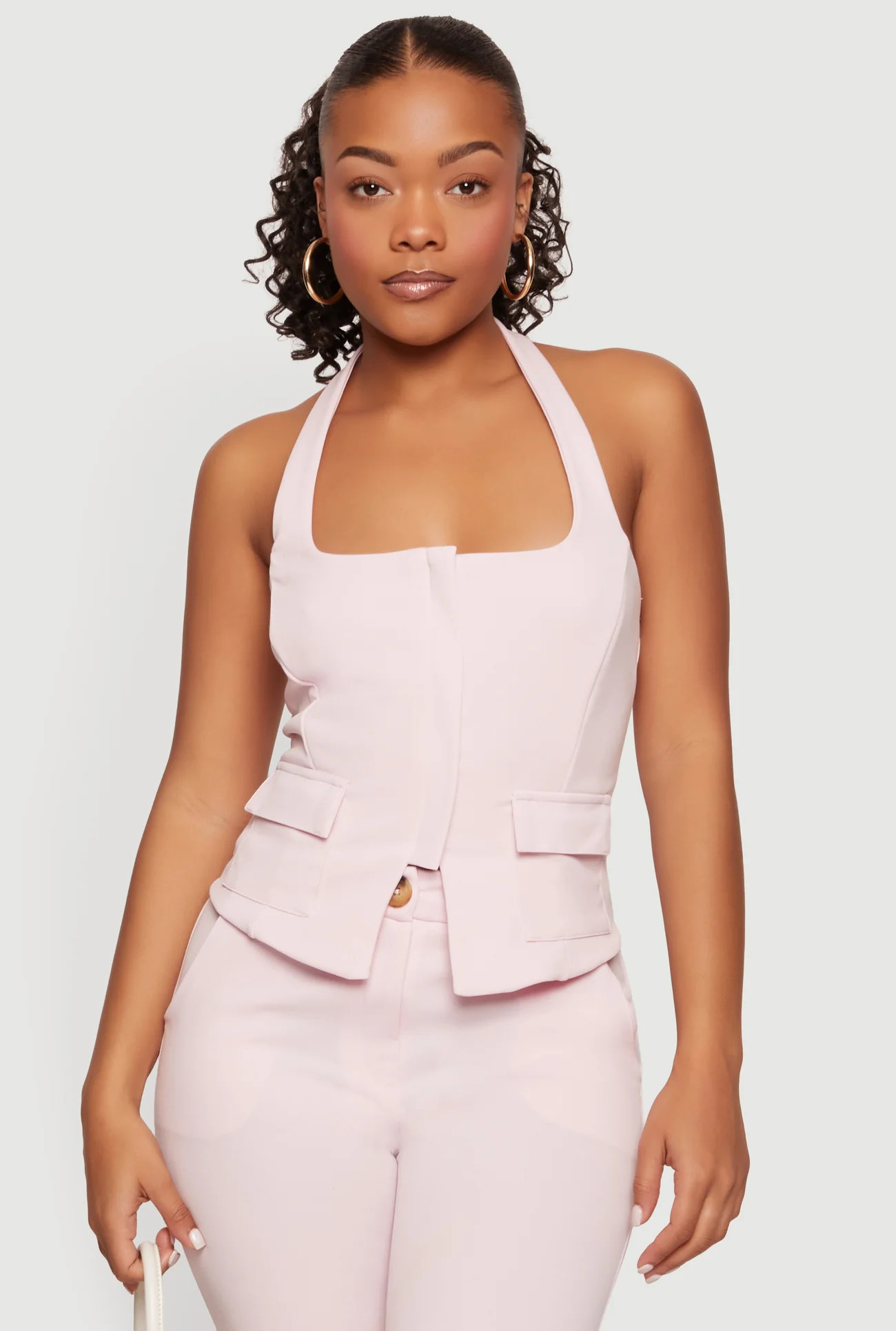 Zip Front Halter Blazer Vest | Rainbow Shops