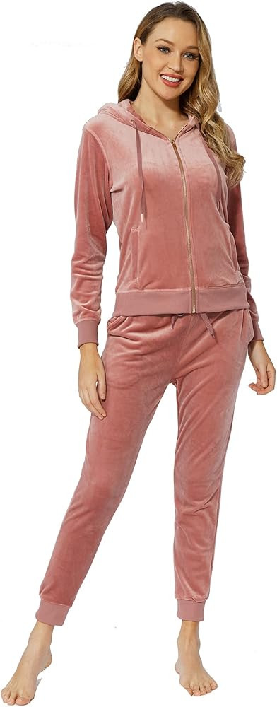 Womens Velour Tracksuit Set Velvet Soft Jogging Suits2 Pieces Sweatpants Outfits Casual Sports A... | Amazon (US)
