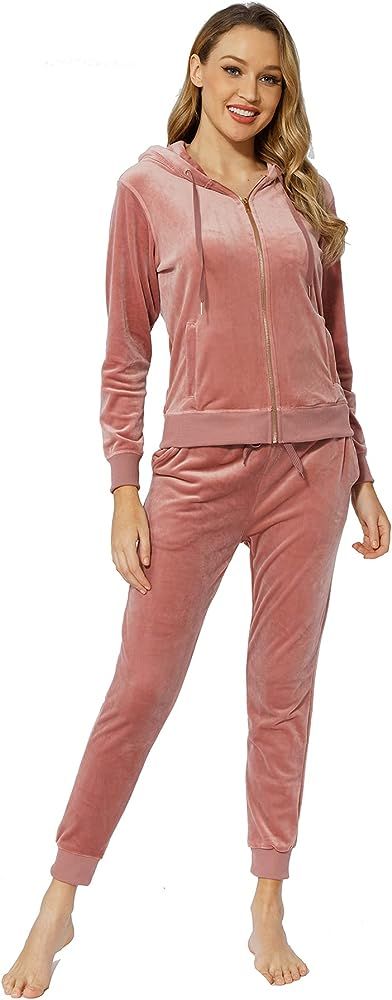 Womens Velour Tracksuit Set Velvet Soft Jogging Suits2 Pieces Sweatpants Outfits Casual Sports A... | Amazon (US)