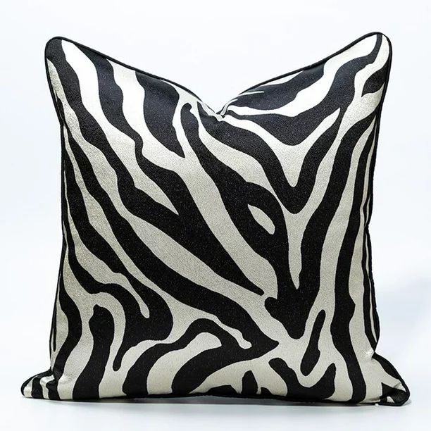 Zebra Decorative Velvet Throw Pillow Cover Black Cushion Case Modern Pillowcase for Sofa Couch Be... | Walmart (US)