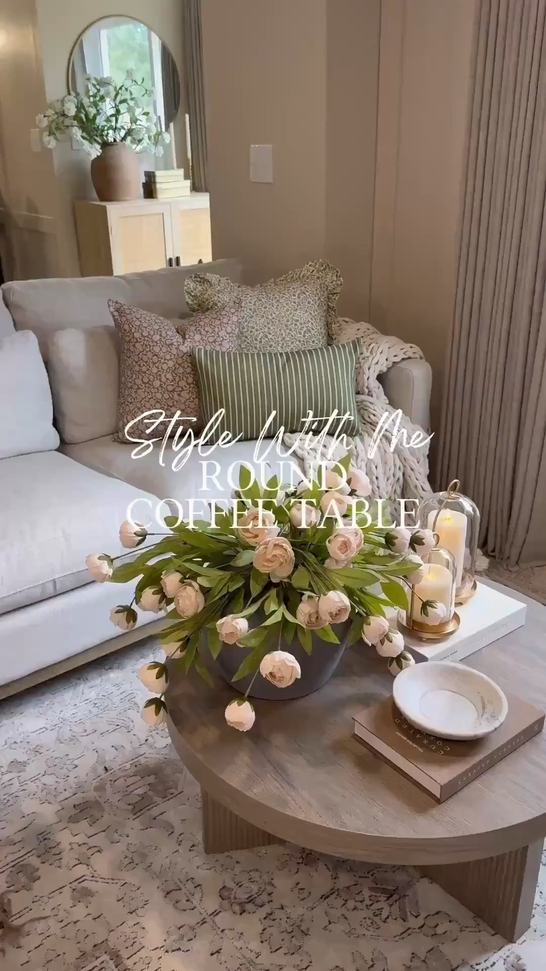 Round Coffee Table Styling

Follow @farmtotablecreations on Instagram for more

Simple layers make all the difference on a round coffee table. Flowers first for that fresh spring focal point, then layered in books, warm glass hurricanes, and finished with a beautiful marble bowl for that balanced, collected look.

Also sharing these beautiful spring pillow covers from @Woven Nook … such an easy seasonal refresh.

For reference: 12 stems in vase.

#coffeetable #coffeetablestyling #pillows #livingroomdecor #livingroomfurniture #roundcoffeetable #springcoffeetable #coffeetabledecor

#LTKHome #LTKSaleAlert #LTKSeasonal