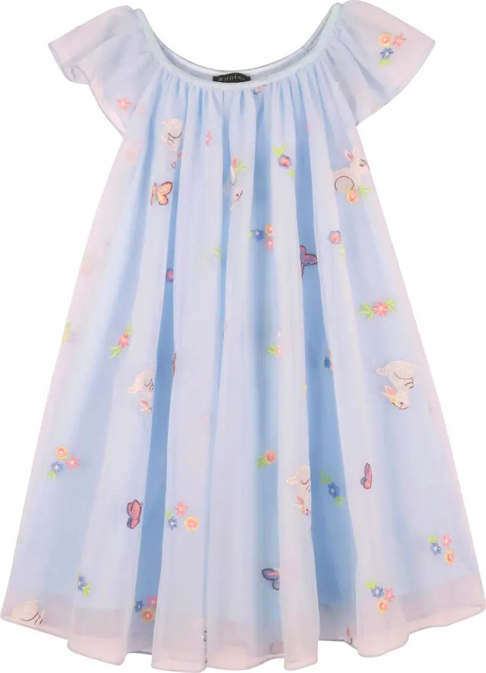 Kids' Embroidered Mesh Flutter Sleeve Easter Dress | Nordstrom Rack