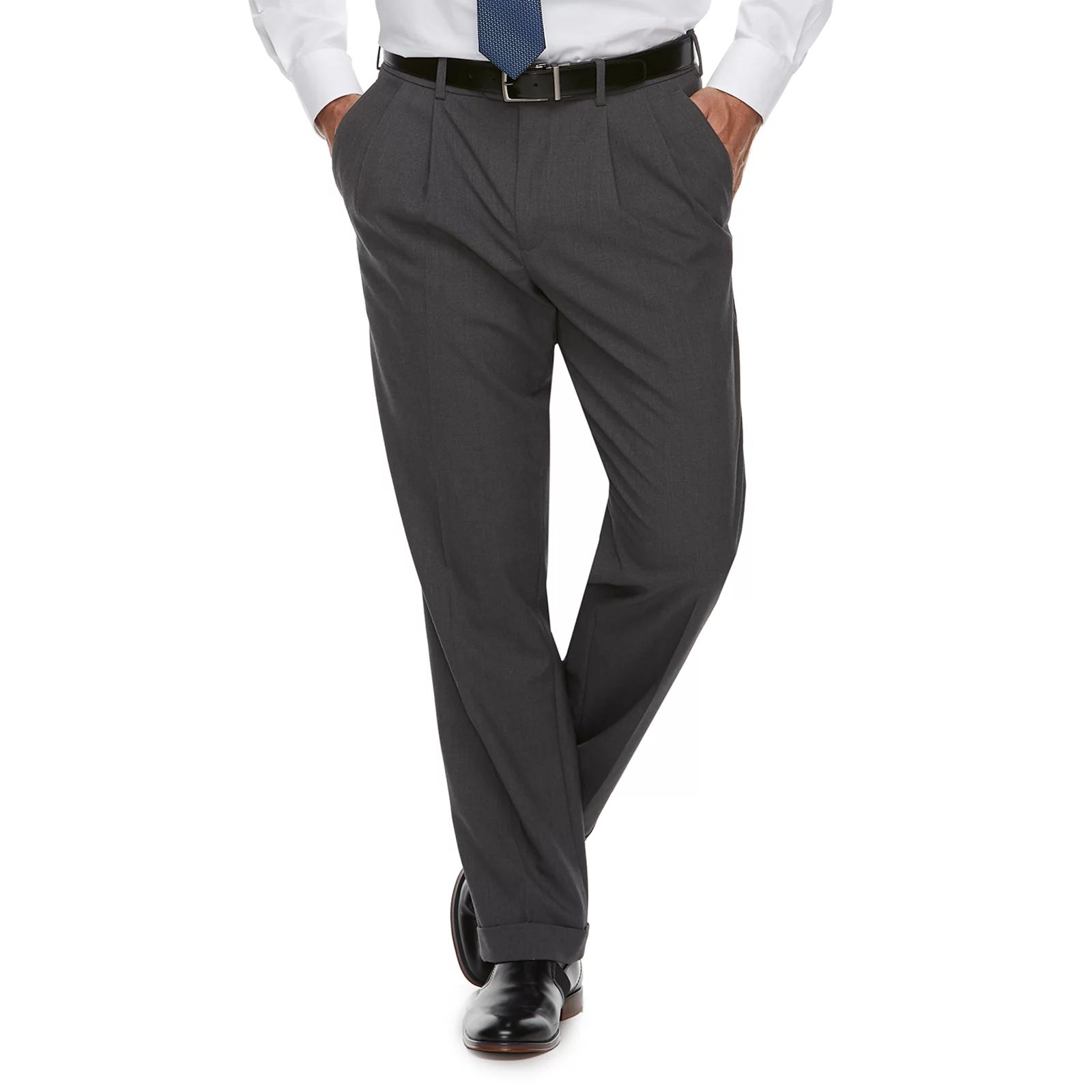 Big & Tall Croft & Barrow Classic-Fit No-Iron Stretch Pleated Dress Pants, Men's, Size: 46X30, Dark  | Kohl's