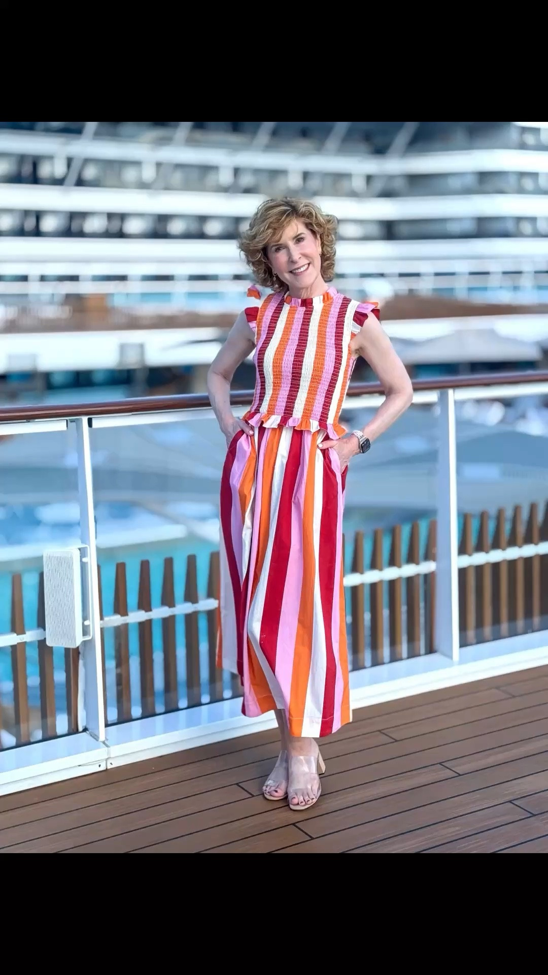 This colorful striped dress is such an easy throw-on-and-go piece, with a flattering A-line shape, smocked bodice, and the prettiest little flutter sleeves. It’s lightweight, comfortable, and perfect for everything from vacation days to casual dinners. I paired it with these clear strap block heel sandals that truly go with everything in your closet and instantly elevate the look. (It's also cute with sneakers or flat sandals, BTW!)

#LTKSeasonal #LTKOver40 #LTKTravel