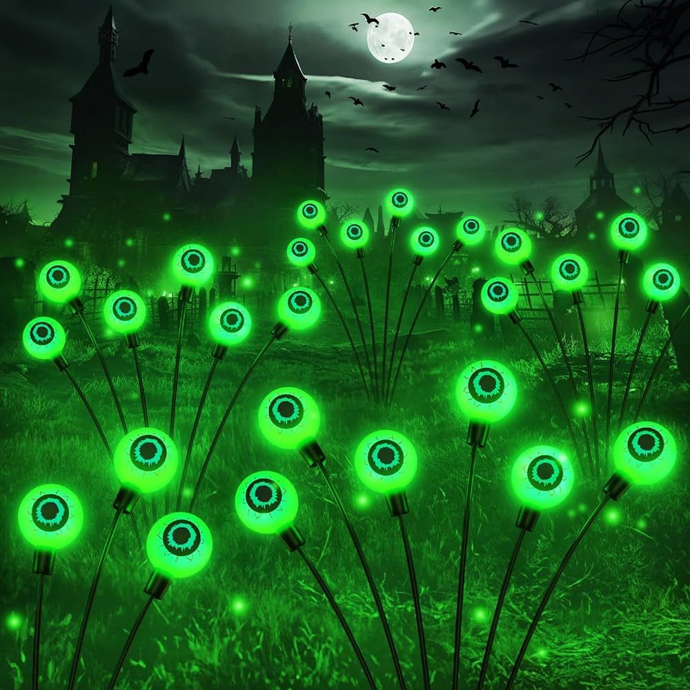 4 Pack Oudoor Halloween Decor, AHAORIGIN 24LED Scary Eyeball Solar Halloween Lights, Larger Swayi... | Amazon (US)