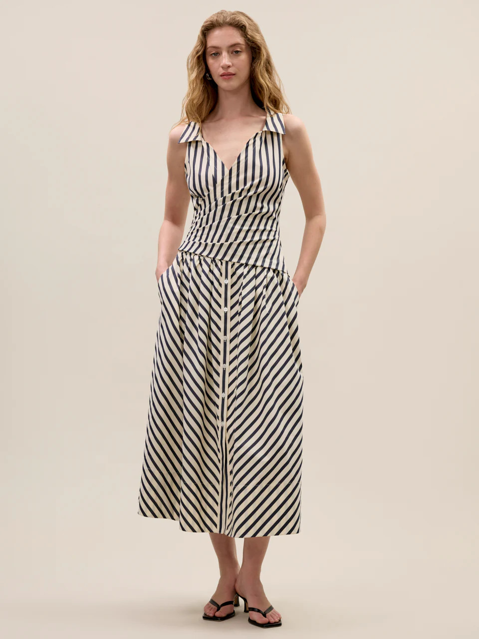 Isla Stripe Poplin Dress | Rebecca Taylor