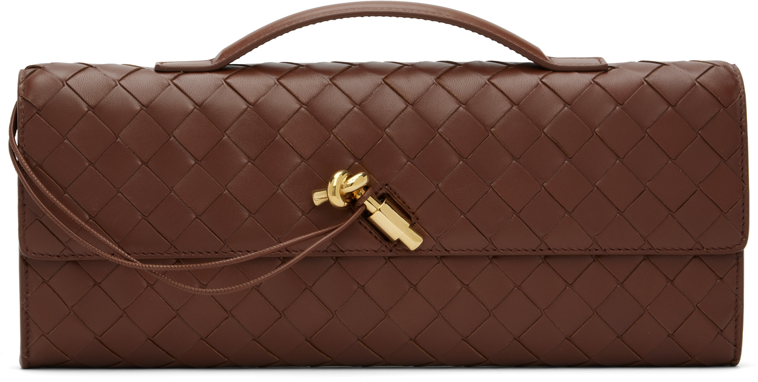 Bottega Veneta Brown Andiamo Clutch | SSENSE