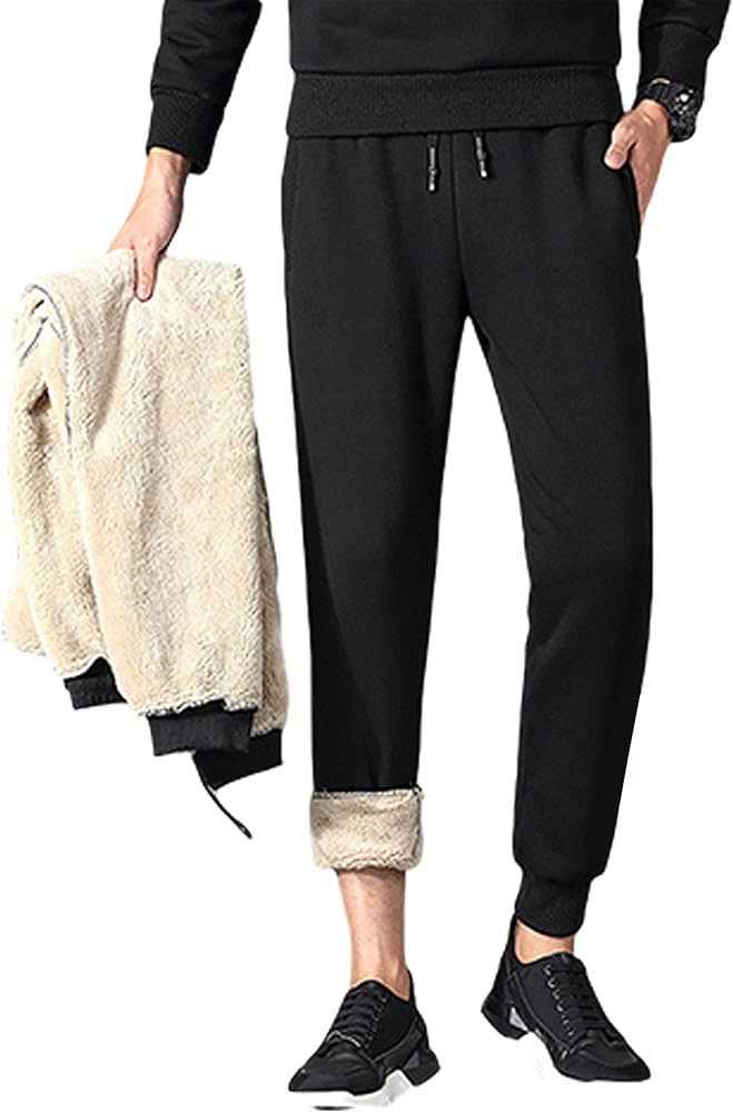 Lentta Men's Fleece Lined Sweatpants Athletic Winter Warm Sherpa Jogger Track Pants | Amazon (US)