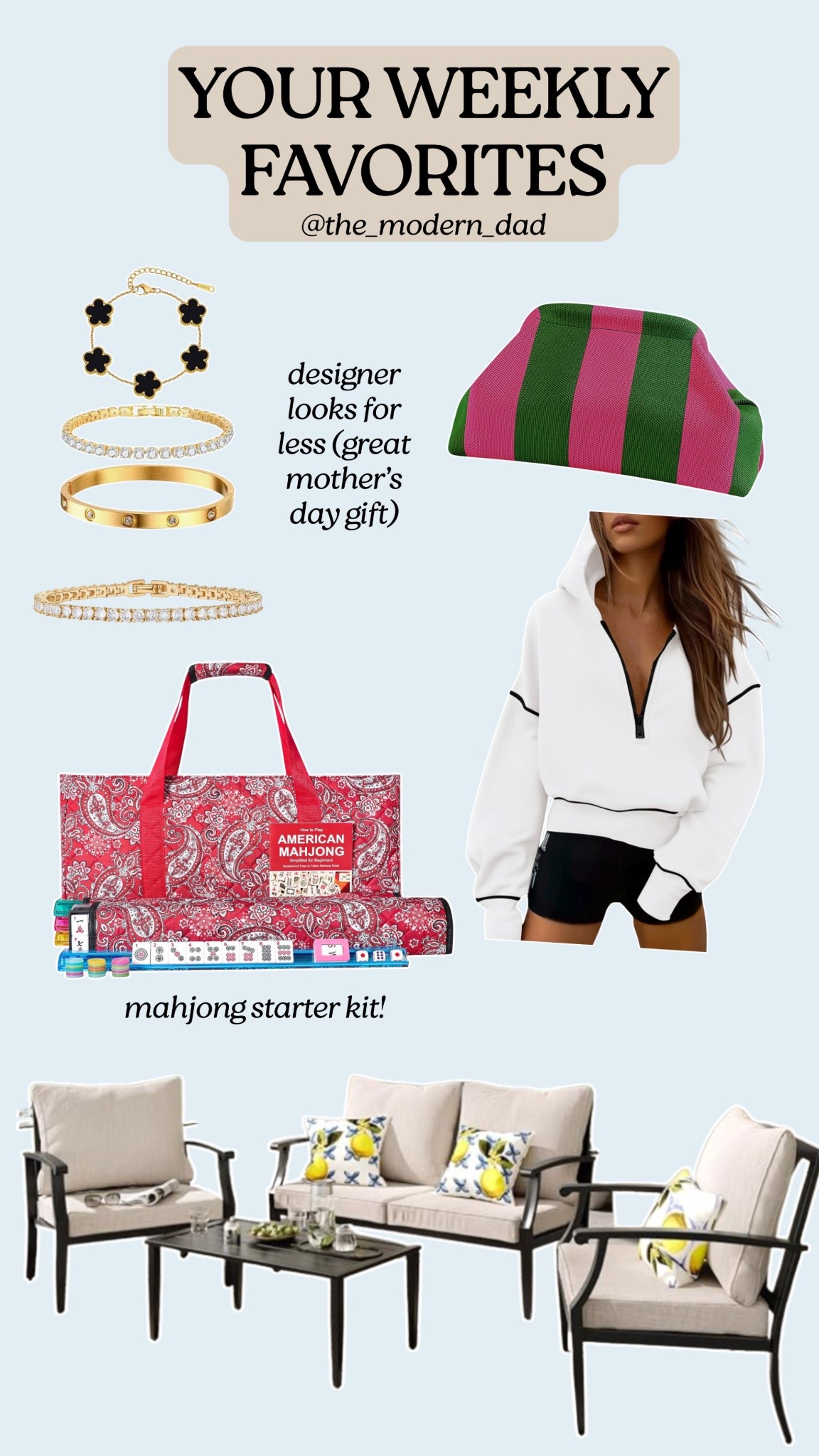 A round up of your favorites this week! All linked here for easy shopping. 

Clothing, Accessories, Jewelry, Mahjong, Outdoor Furnituree

#LTKSeasonal #LTKHome